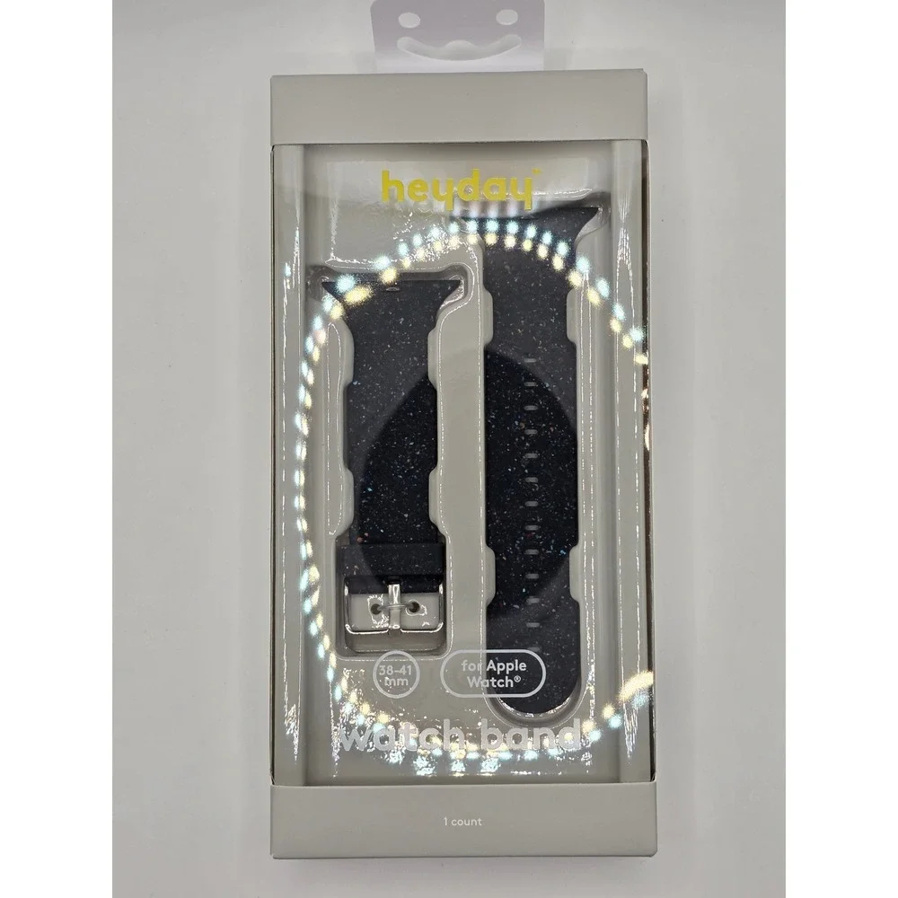Heyday Apple Watch Band 38/40/41mm Black Speckle Recycled Silicone Strap NEW